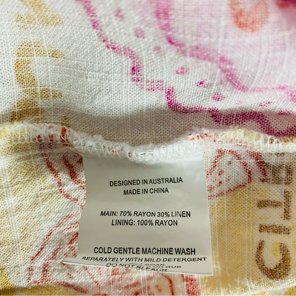 Paper Hearts Citron Amalfi Soleil Linen Blend Coastal Maxi Dress Size L - Picture 8 of 9